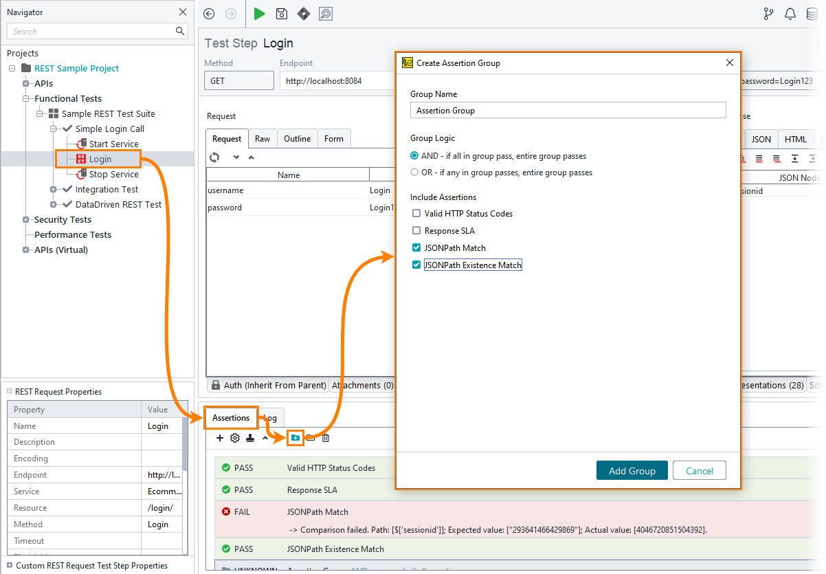 Functional tests: Add assertion group Functional tests: Add assertion group