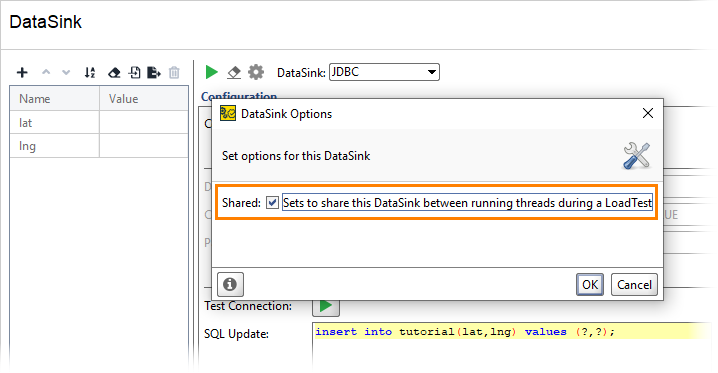 API load testing with ReadyAPI: Datasink Options