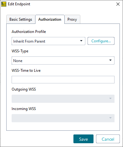 Environments in ReadyAPI: Authorization options in the Endpoints & Environments editor