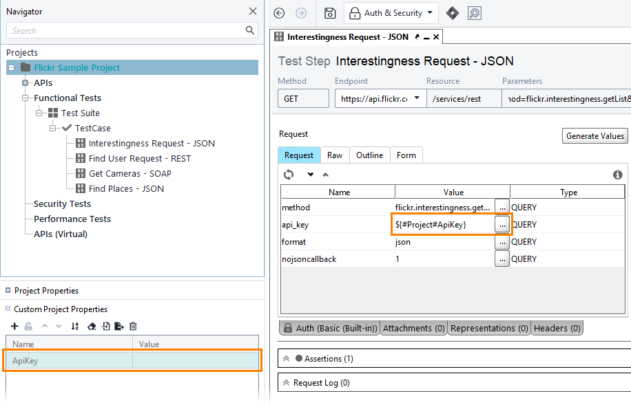 Flickr ApiKey in ReadyAPI