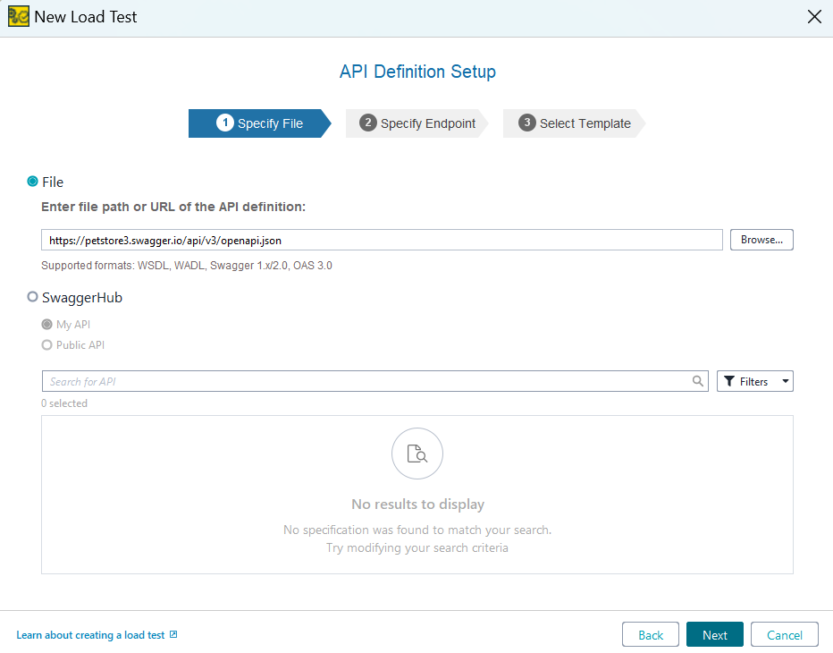 API load testing with ReadyAPI:­ Specify the file location