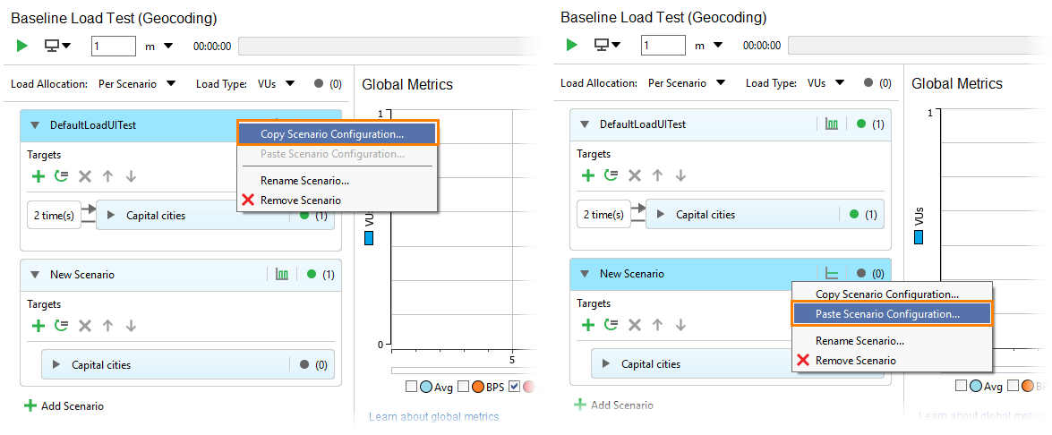 Paste scenario configuration