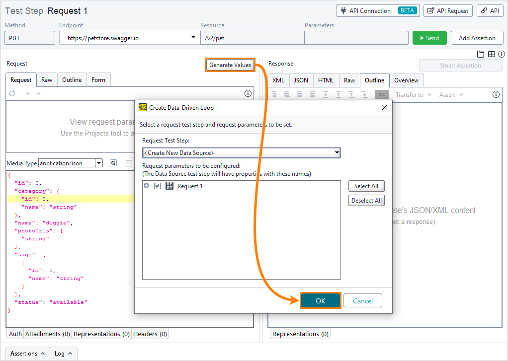 Pass data to JSON body: Add data source