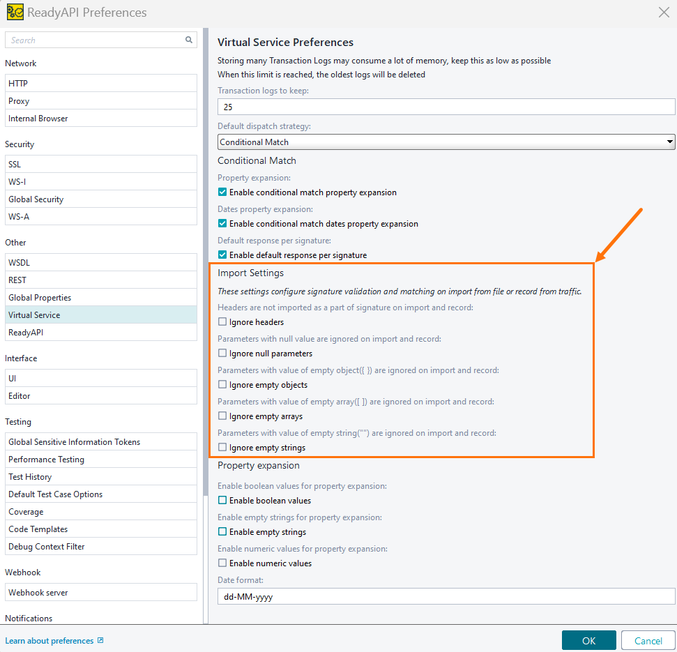 Import Settings Import Settings Configuration