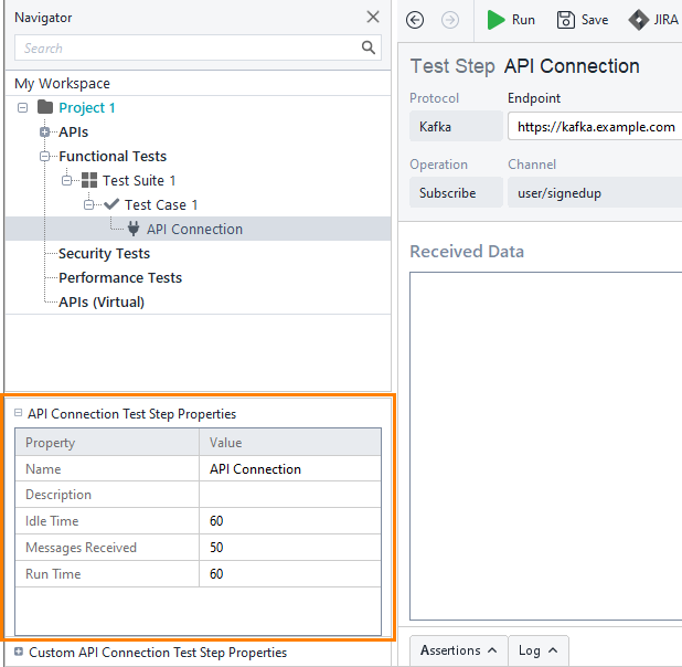 Support for AsyncAPI definitions in ReadyAPI 3.8.0: API Connection test step properties Support for AsyncAPI definitions in ReadyAPI 3.8.0: API Connection test step properties