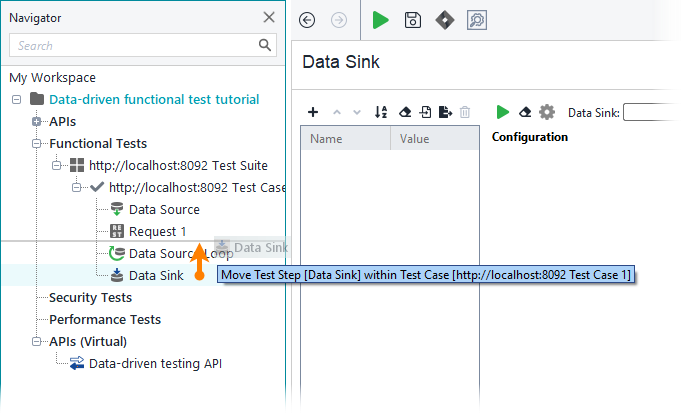 ReadyAPI: Moving the data sink test step ReadyAPI: Moving the data sink test step
