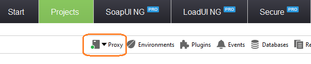 Automated API testing with Ready! API: New Proxy icon