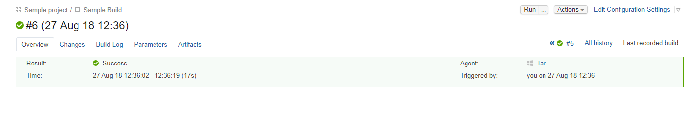 TeamCity: The run overview