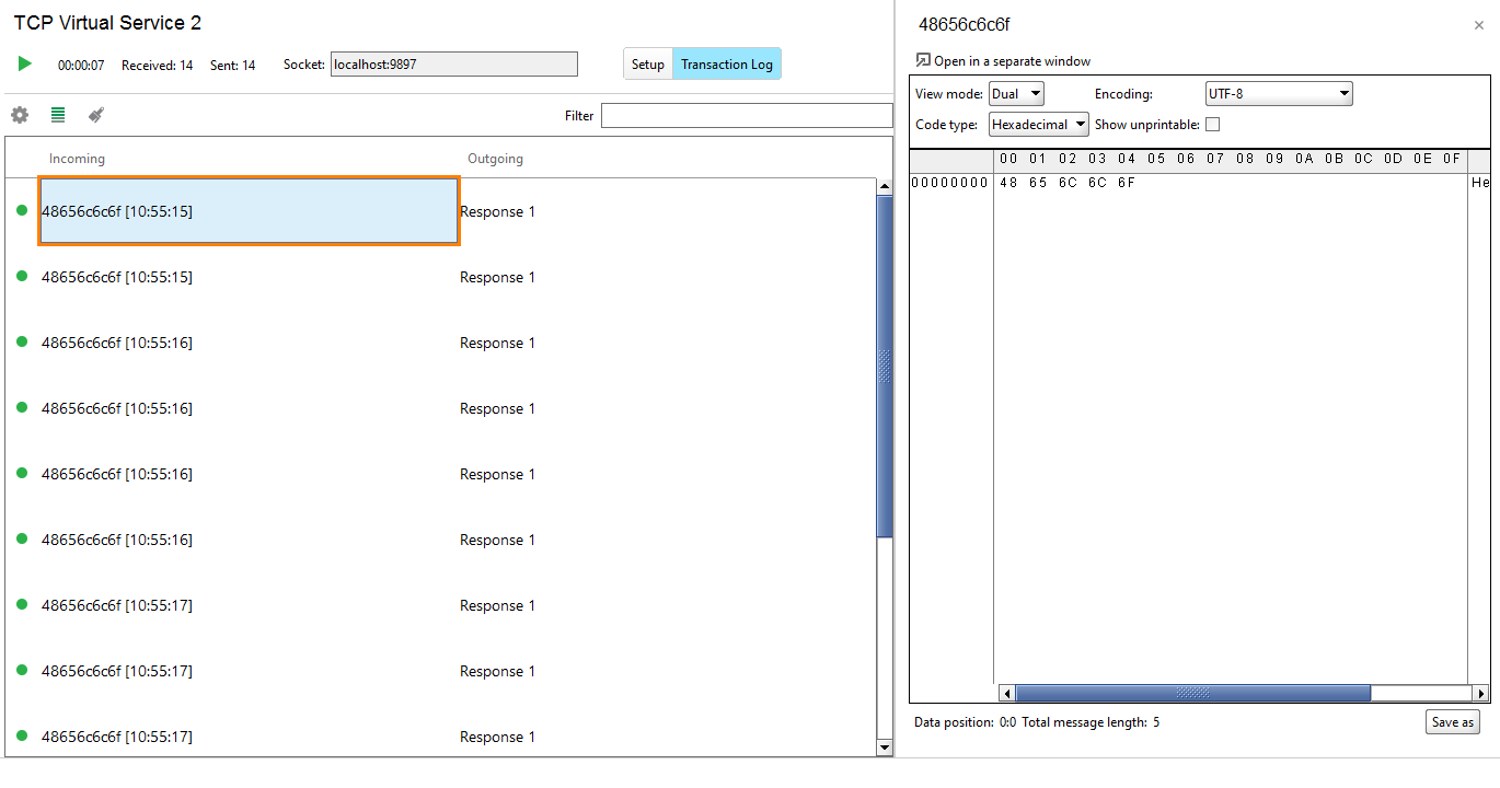 Service virtualization and API testing: TCP request log Service virtualization and API testing: TCP request log