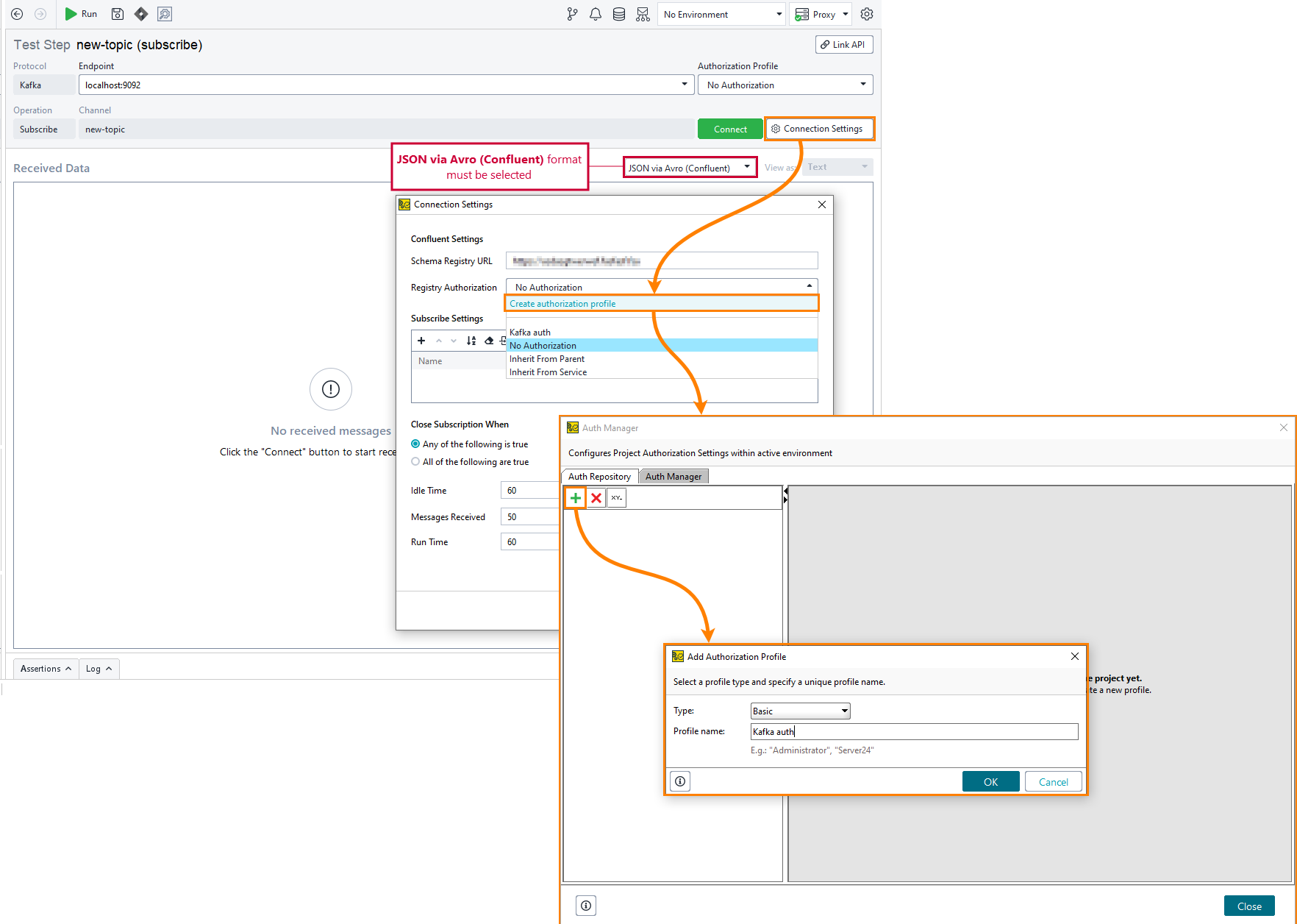Authentication to schema registry: Create authorization profile