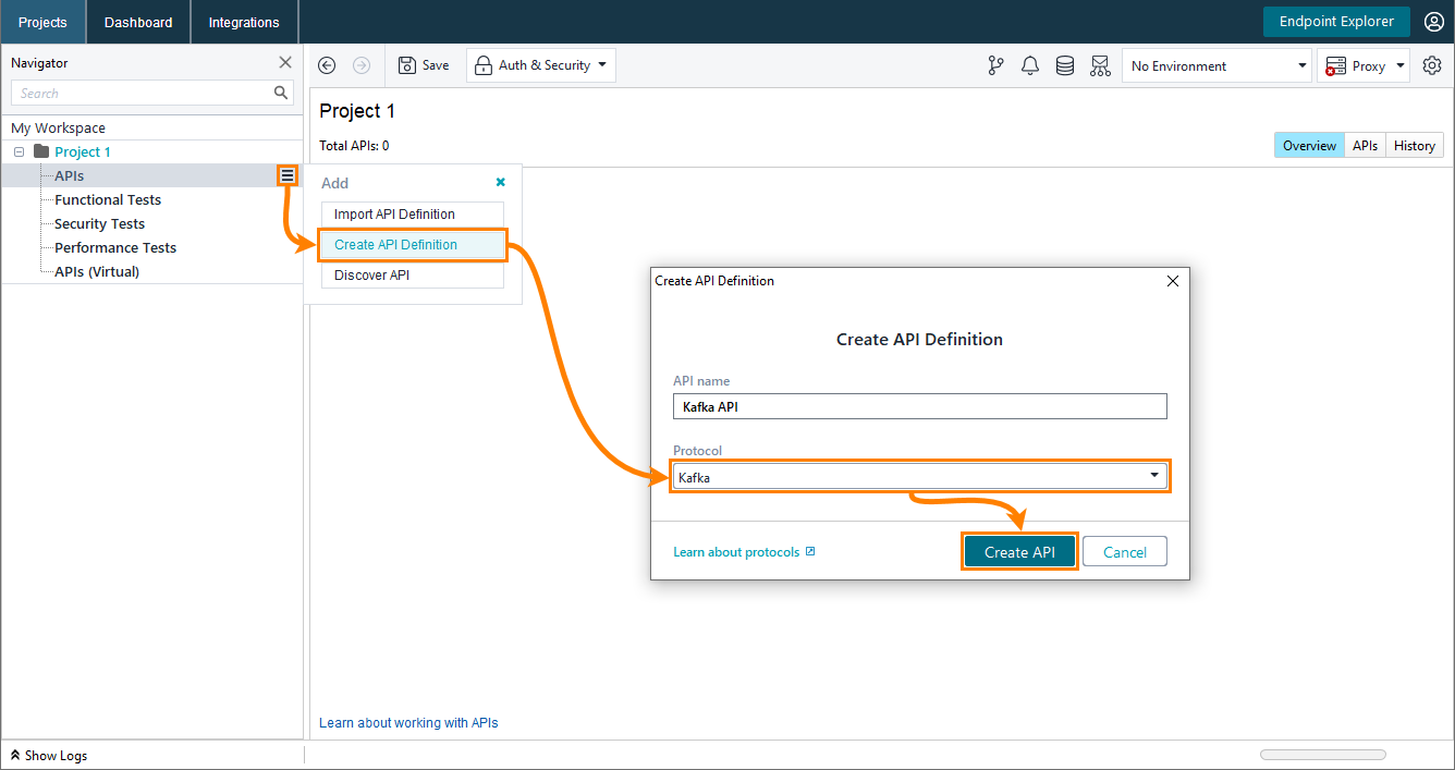 Kafka testing in ReadyAPI: Creating Kafka API