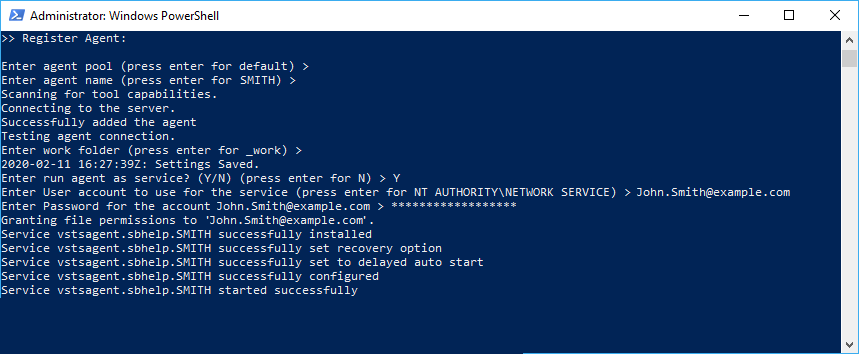 Azure integration: Register new agent as a service