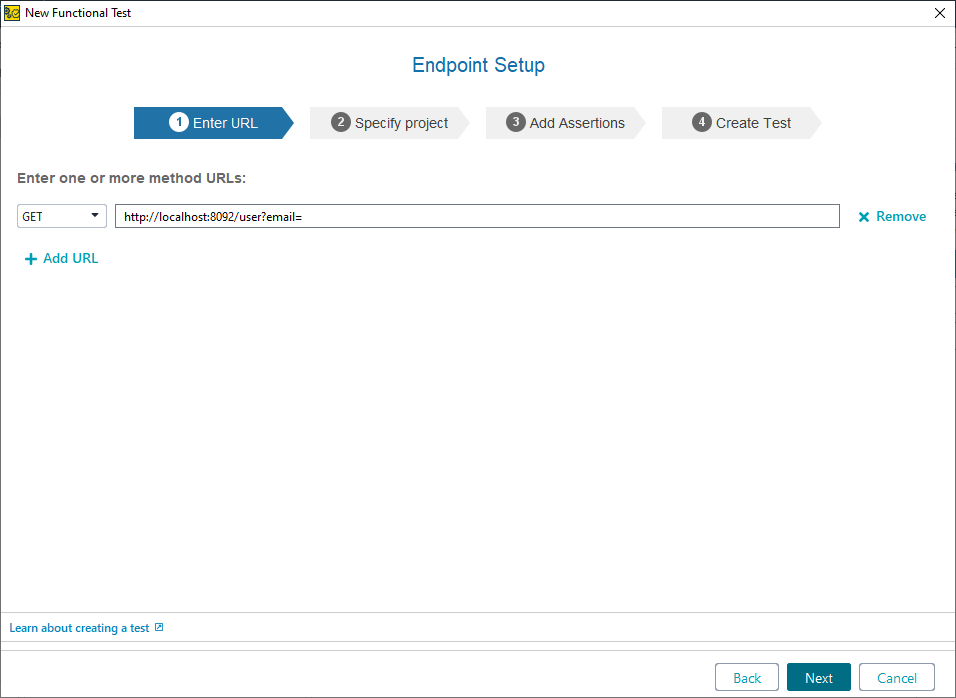 ReadyAPI: Entering an URL for the new project ReadyAPI: Entering an URL for the new project