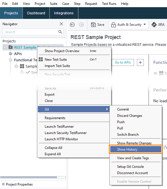 Git integration: Show History command in context menu