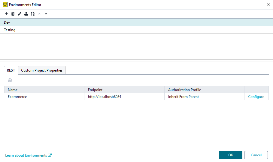 Environments Editor in ReadyAPI 3.5.1 Environments Editor in ReadyAPI 3.5.1