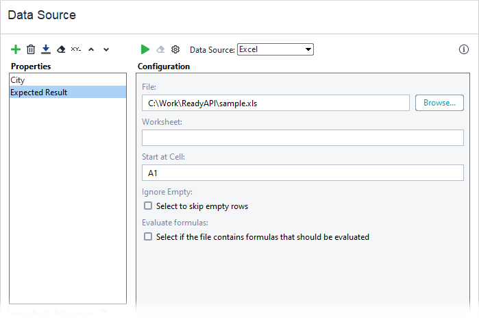 The Excel data source The Excel data source