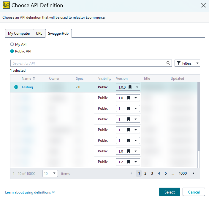 Importing API definition from SwaggerHub