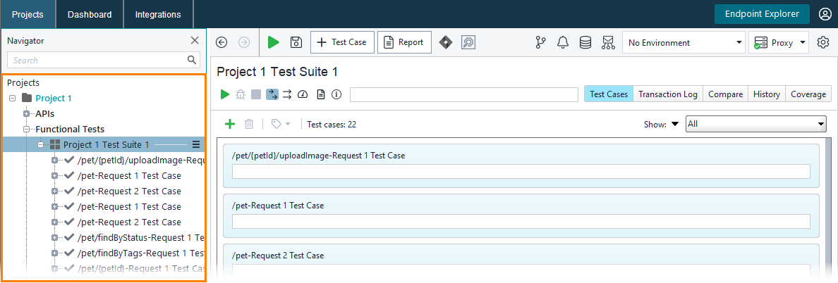 Getting Started with ReadyAPI: Test cases in the Navigator panel Getting Started with ReadyAPI: Test cases in the Navigator panel