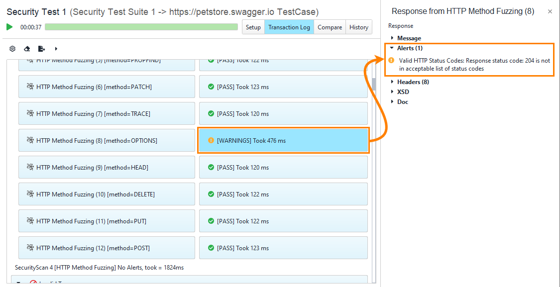 ReadyAPI: Transaction log in the security test ReadyAPI: Transaction log in the security test