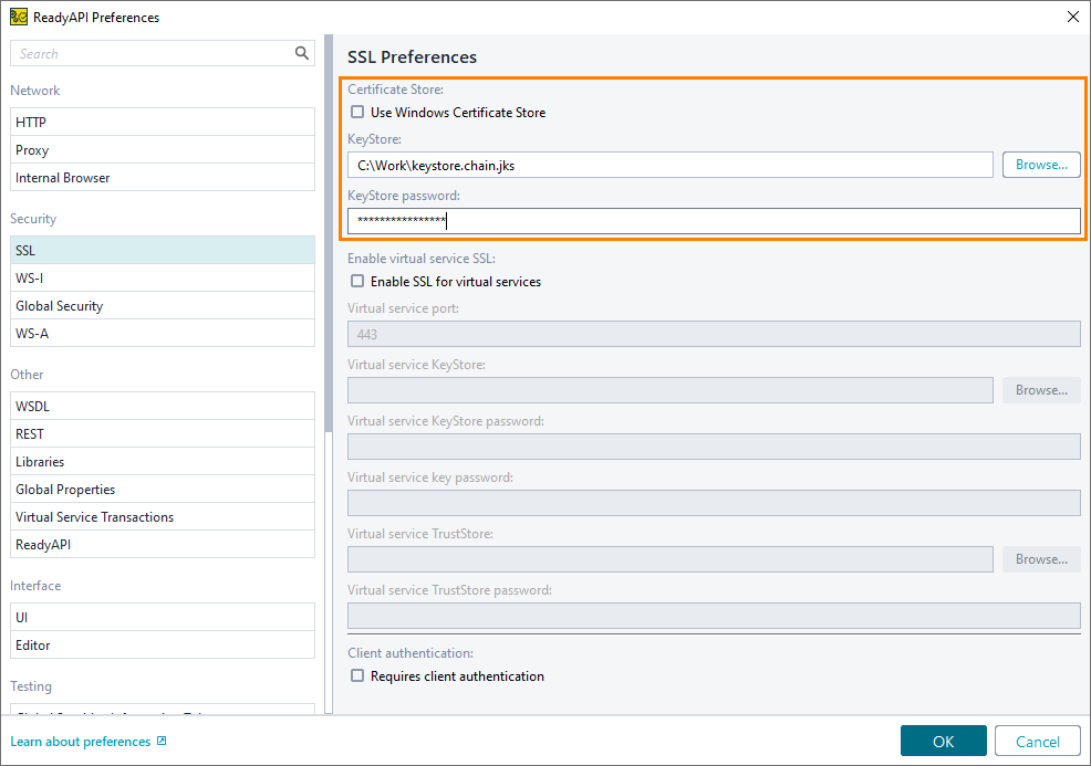 API testing over SSL: Set up certificate for all requests