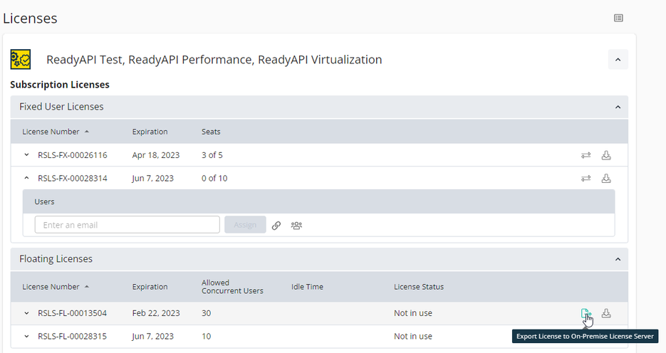 export license slm onprem