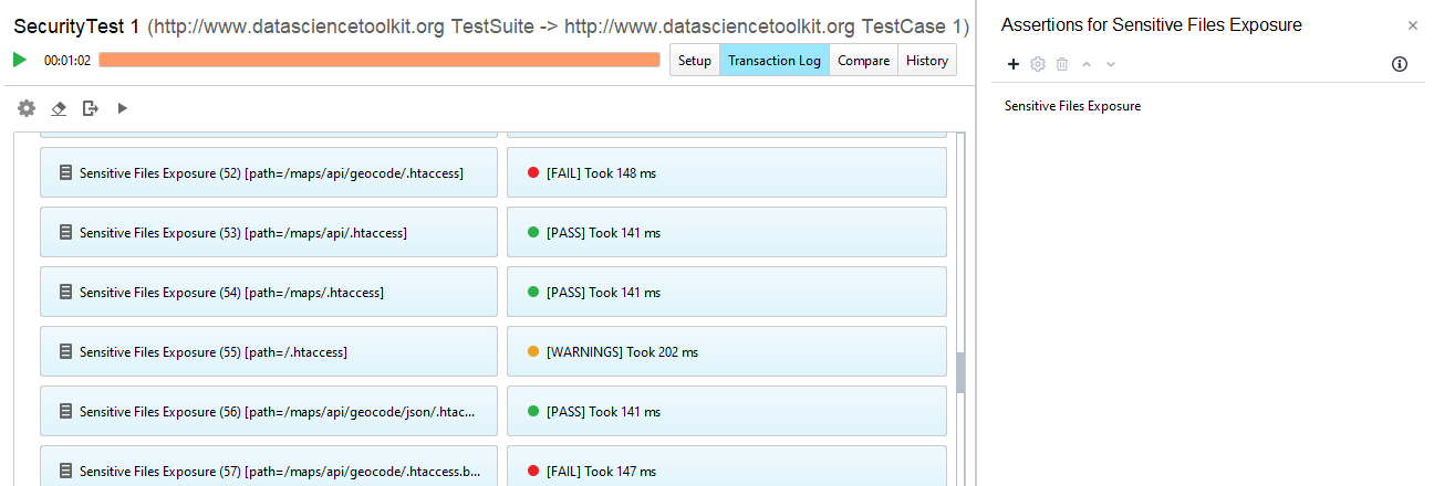 Sensitive Files Exposure Assertion: Scan results Sensitive Files Exposure Assertion: Scan results