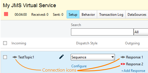 Service virtualization and API testing: Connection icons Service virtualization and API testing: Connection icons
