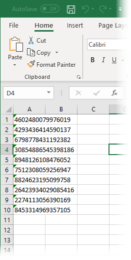 Excel DataSink Example: Resulting file