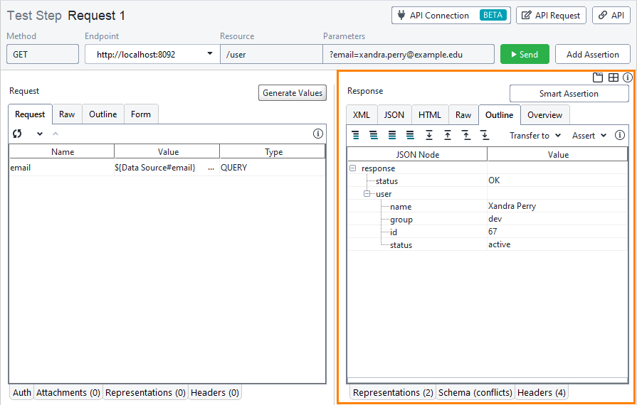 Functional API testing: Received response
