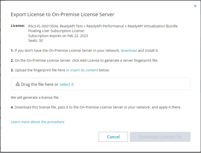 Export licene Onprem