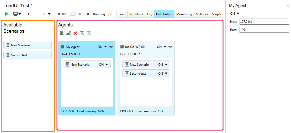 API distributed load testing with ReadyAPI: The Distribution Page