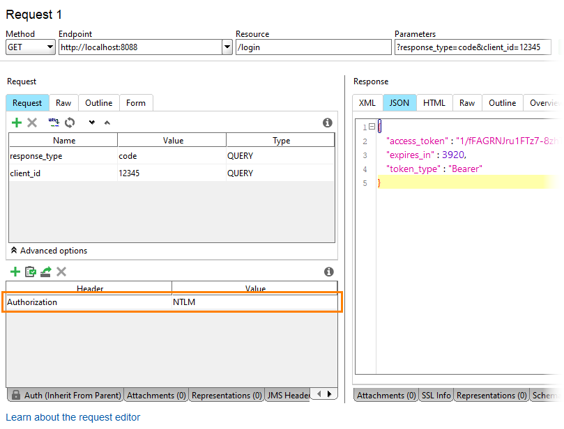 Service virtualization and API testing: Authentication settings in request