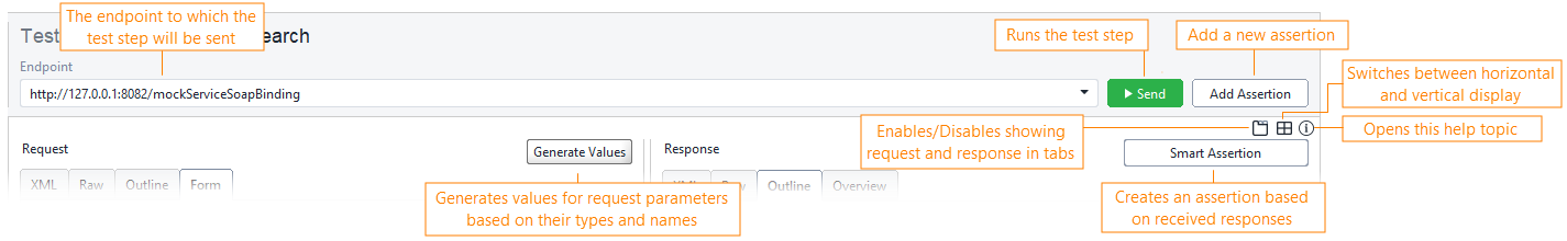 SOAP Request test step toolbar