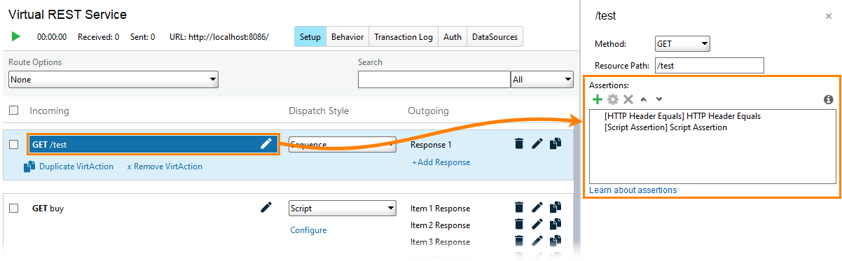 Service virtualization and API testing: Operation assertions