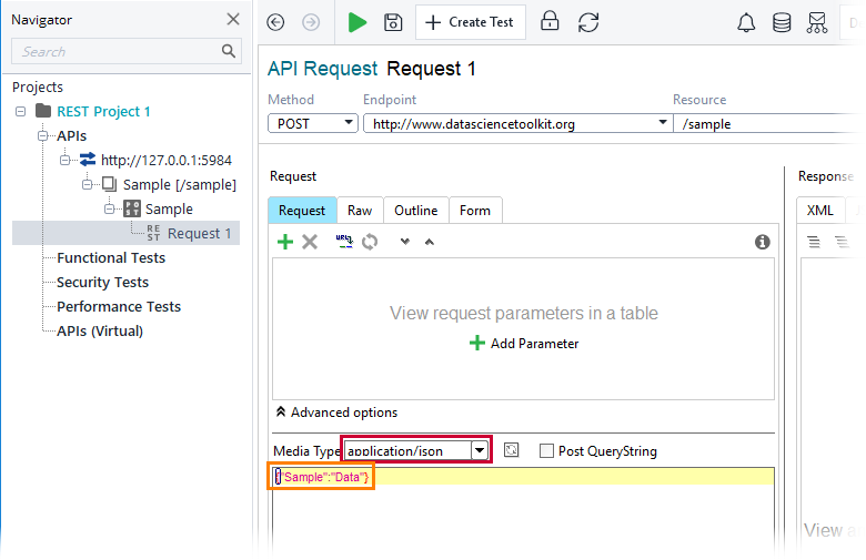 ReadyAPI: Creating a request payload