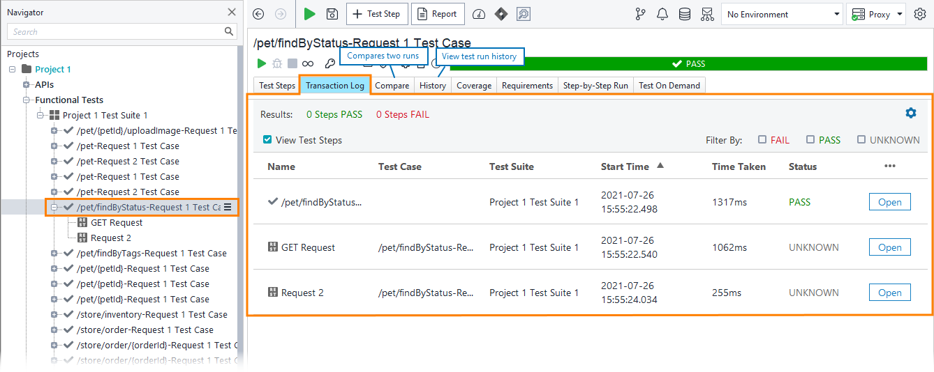 Functional web service testing with ReadyAPI: Test Case Transaction Log Functional web service testing with ReadyAPI: Test Case Transaction Log
