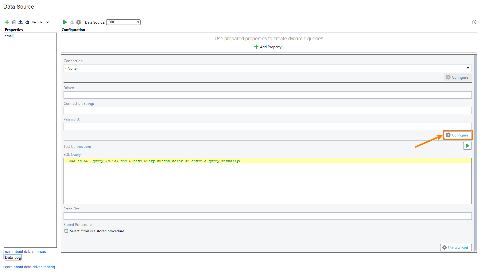 ReadyAPI: Configuring the JDBC data source