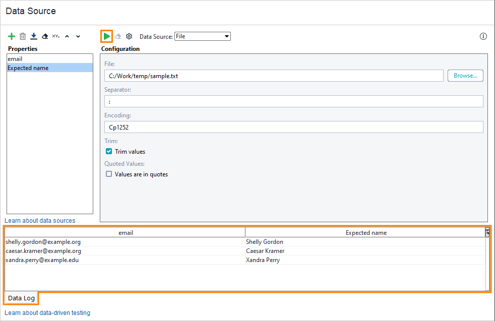 Functional API testing: Test data source
