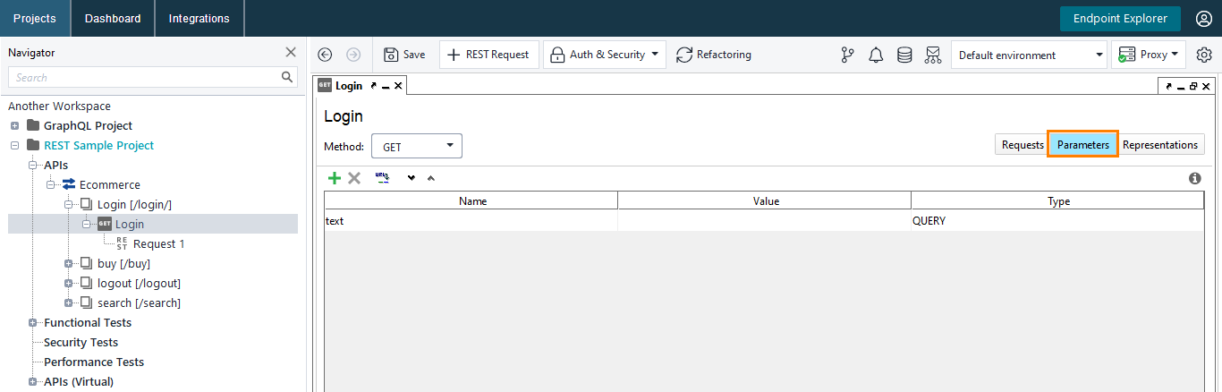 The Parameters page The Parameters page
