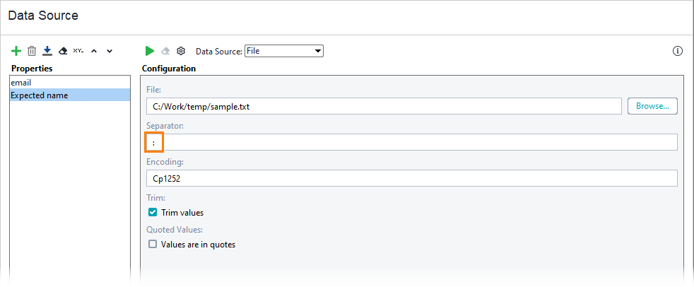 Functional API testing: Specify the separator symbol
